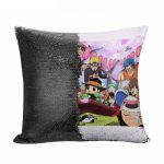 مخدة سحرية مع الحشوة لون اسود بتصميم الاحتفال مع كل الانميات