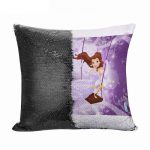 مخدة سحرية مع الحشوة لون اسود بتصميم الاميرة بيلا بفستان لامع