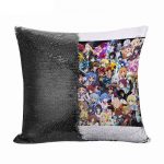 مخدة سحرية مع الحشوة لون اسود بتصميم الشخصيات اللطيفه كل الانميات