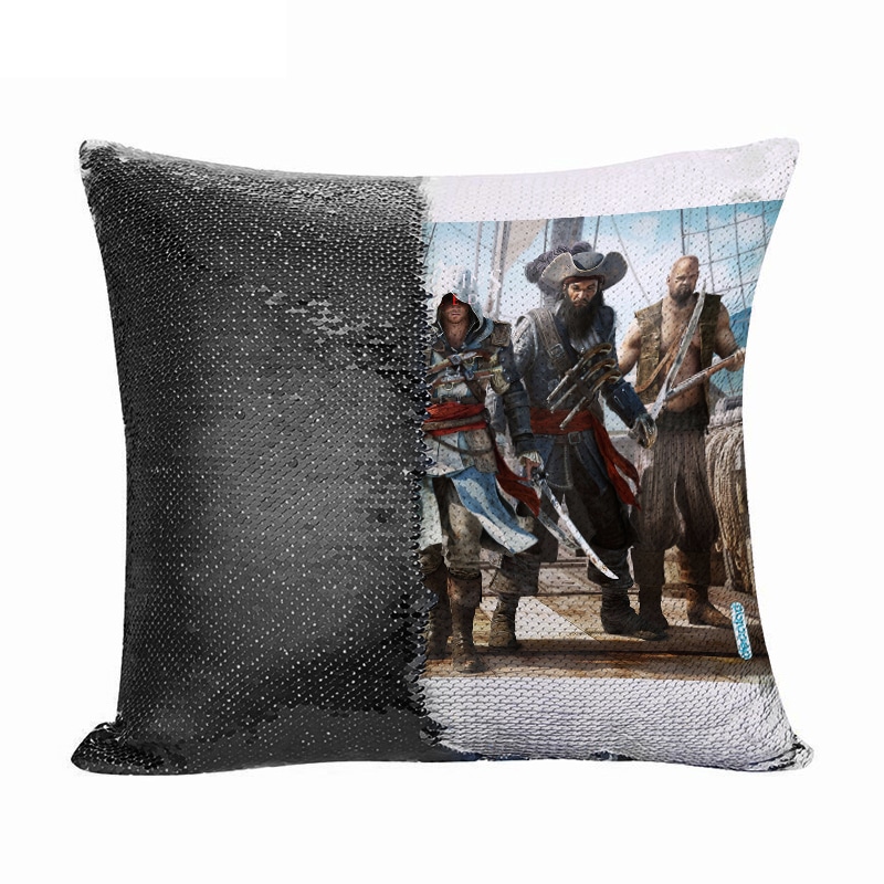 مخدة سحرية مع الحشوة لون اسود بتصميم حرب بحريه أساسنز كريد مخدة سحرية مع الحشوة لون اسود بتصميم حرب بحريه أساسنز كريد