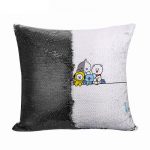 مخدة سحرية مع الحشوة لون اسود بتصميم خط السعادة شخصيات BT21
