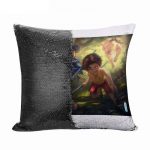 مخدة سحرية مع الحشوة لون اسود بتصميم ذكريات الطفولة ون بيس