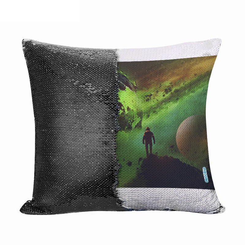 مخدة سحرية مع الحشوة لون اسود بتصميم رحله الى الفضاء مخدة سحرية مع الحشوة لون اسود بتصميم رحله الى الفضاء