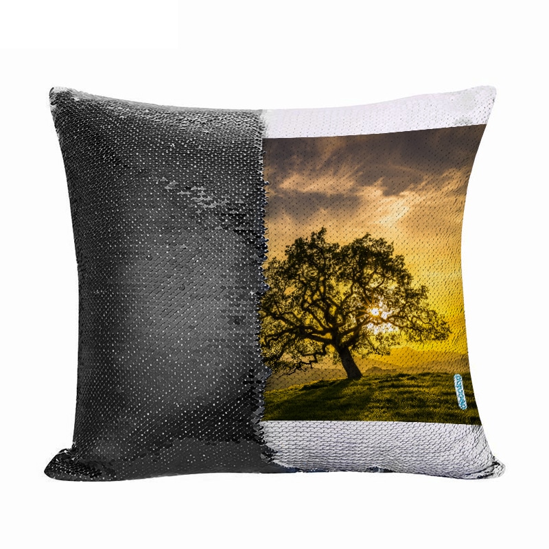 مخدة سحرية مع الحشوة لون اسود بتصميم شجره الغروب مخدة سحرية مع الحشوة لون اسود بتصميم شجره الغروب