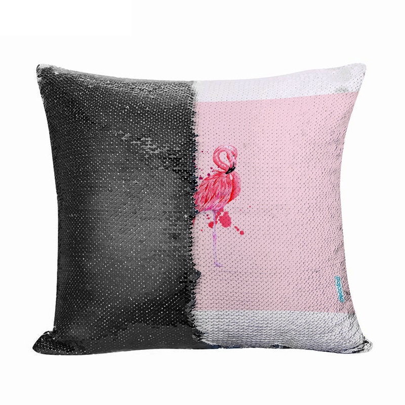 مخدة سحرية مع الحشوة لون اسود بتصميم فلامنجو وردي مخدة سحرية مع الحشوة لون اسود بتصميم فلامنجو وردي