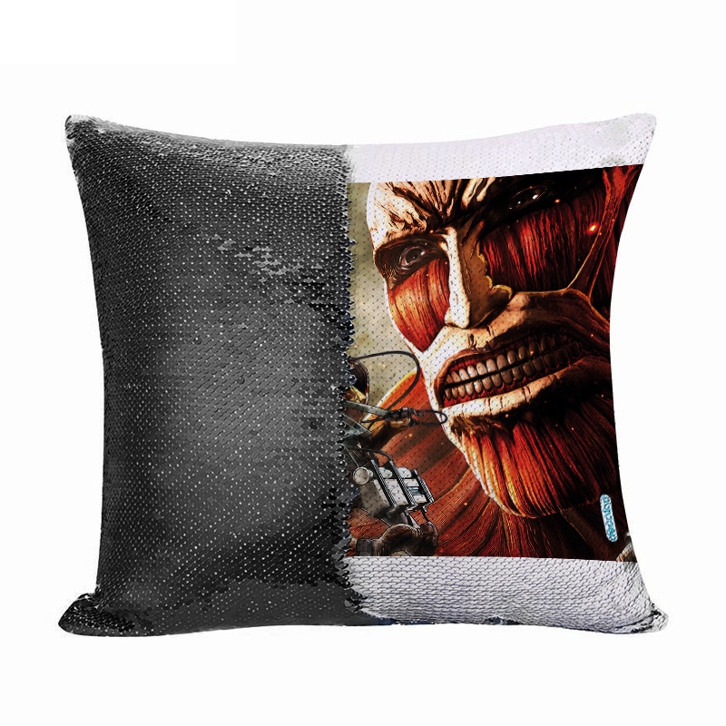 مخدة سحرية مع الحشوة لون اسود بتصميم قتال مع عملاق هجوم العمالقة مخدة سحرية مع الحشوة لون اسود بتصميم قتال مع عملاق هجوم العمالقة