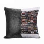 مخدة سحرية مع الحشوة لون اسود بتصميم كاسيت موسيقي