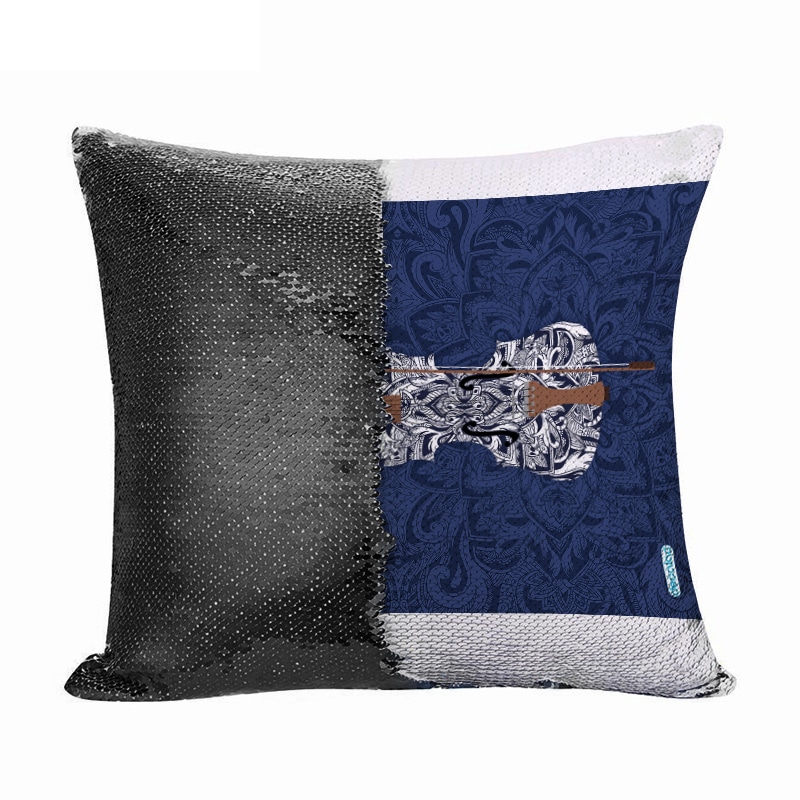 مخدة سحرية مع الحشوة لون اسود بتصميم كمان مزخرف مخدة سحرية مع الحشوة لون اسود بتصميم كمان مزخرف