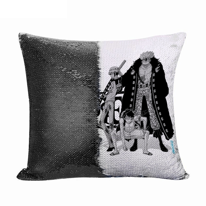 مخدة سحرية مع الحشوة لون اسود بتصميم لاو ولوفي ون بيس مخدة سحرية مع الحشوة لون اسود بتصميم لاو ولوفي ون بيس
