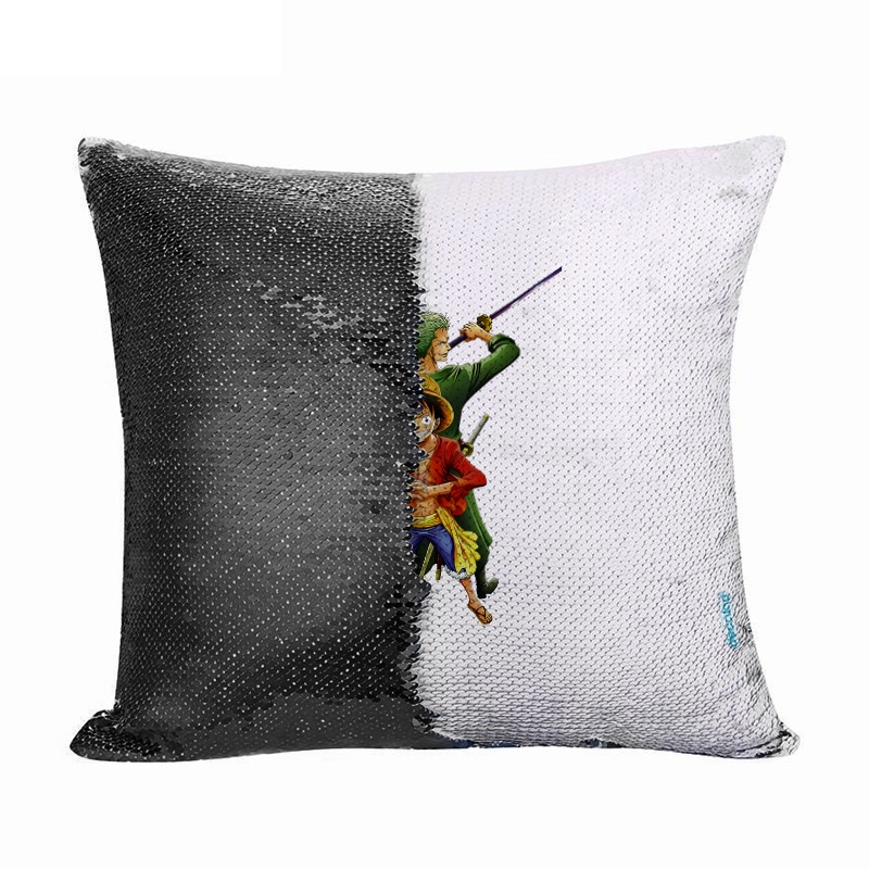 مخدة سحرية مع الحشوة لون اسود بتصميم لوفي و زورو ون بيس مخدة سحرية مع الحشوة لون اسود بتصميم لوفي و زورو ون بيس