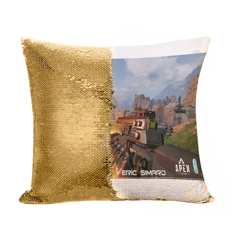 مخدة سحرية مع الحشوة لون ذهبي بتصميم أبيكس ليجندز سلاح مخدة سحرية مع الحشوة لون ذهبي بتصميم أبيكس ليجندز سلاح