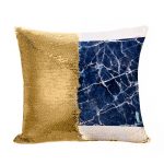 مخدة سحرية مع الحشوة لون ذهبي بتصميم أزرق وأبيض