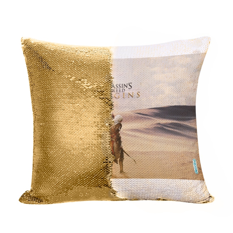 مخدة سحرية مع الحشوة لون ذهبي بتصميم أساسنز كريد أوريجنز مخدة سحرية مع الحشوة لون ذهبي بتصميم أساسنز كريد أوريجنز