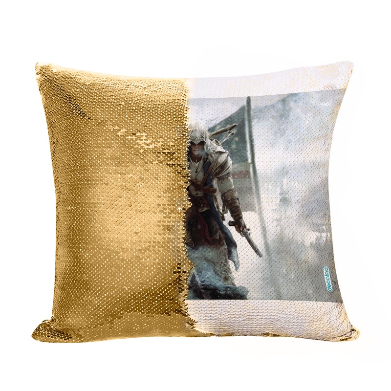 مخدة سحرية مع الحشوة لون ذهبي بتصميم أساسنز كريد الثورة الأمريكية مخدة سحرية مع الحشوة لون ذهبي بتصميم أساسنز كريد الثورة الأمريكية