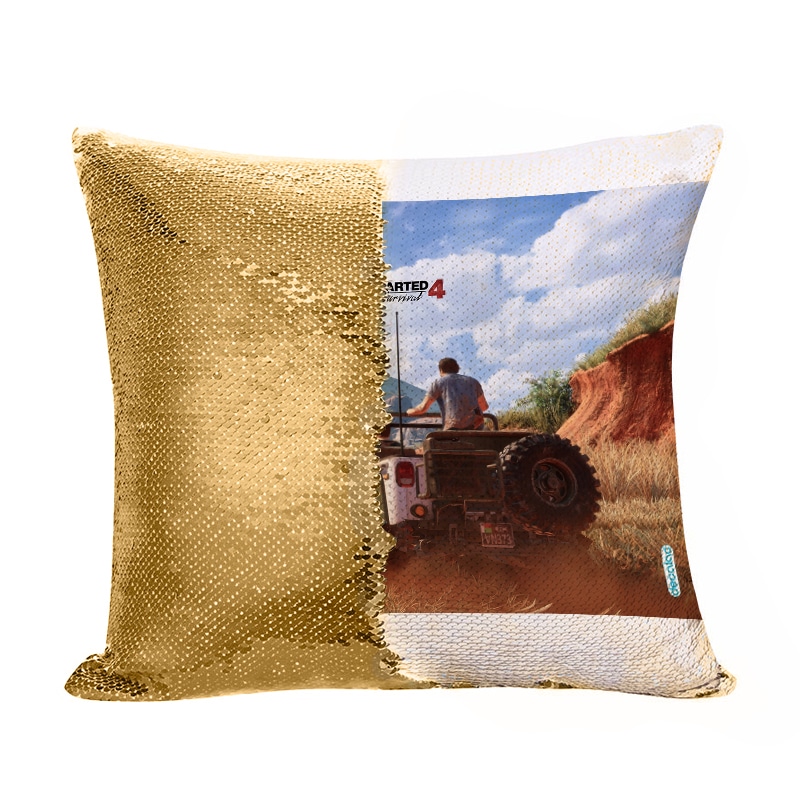 مخدة سحرية مع الحشوة لون ذهبي بتصميم أنشارتد 4: نهاية لص مخدة سحرية مع الحشوة لون ذهبي بتصميم أنشارتد 4: نهاية لص