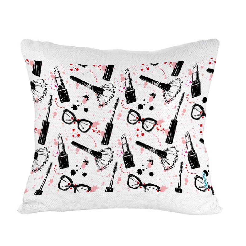 مخدة-سحرية-مع-الحشوة-لون-ذهبي-بتصميم-ادوات-المكياج-والموضة-1