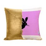 مخدة سحرية مع الحشوة لون ذهبي بتصميم ارنب مخيف