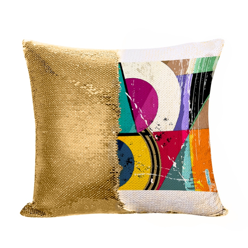 مخدة سحرية مع الحشوة لون ذهبي بتصميم اشكال هندسيه مخدة سحرية مع الحشوة لون ذهبي بتصميم اشكال هندسيه