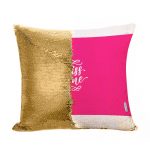 مخدة سحرية مع الحشوة لون ذهبي بتصميم اعطني قبلة