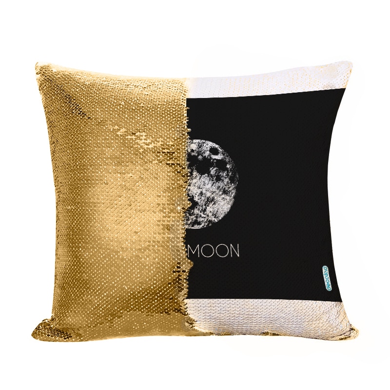مخدة سحرية مع الحشوة لون ذهبي بتصميم اكتمال القمر مخدة سحرية مع الحشوة لون ذهبي بتصميم اكتمال القمر