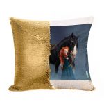مخدة سحرية مع الحشوة لون ذهبي بتصميم الأميرة مريدا
