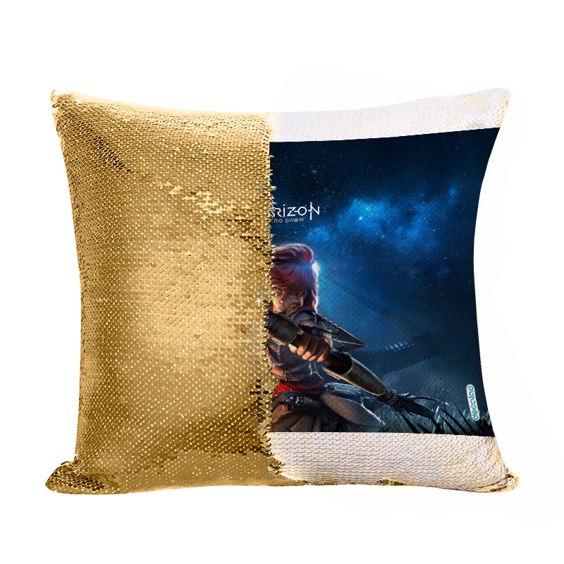 مخدة سحرية مع الحشوة لون ذهبي بتصميم الجميله إلوي هوريزن زيرو دون مخدة سحرية مع الحشوة لون ذهبي بتصميم الجميله إلوي هوريزن زيرو دون