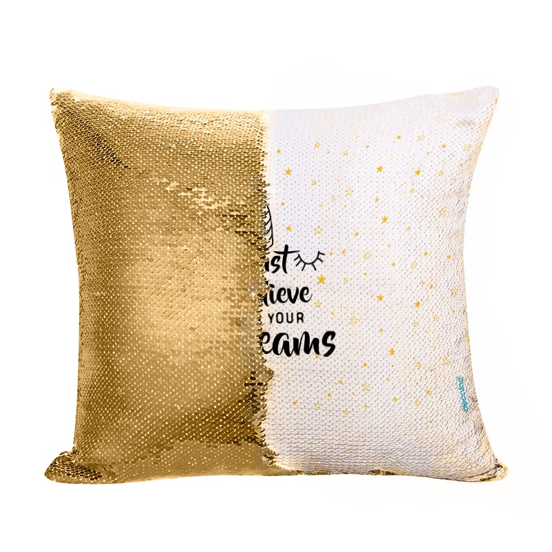 مخدة سحرية مع الحشوة لون ذهبي بتصميم النجوم والأحلام مخدة سحرية مع الحشوة لون ذهبي بتصميم النجوم والأحلام