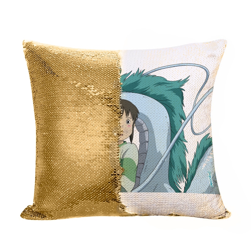 مخدة سحرية مع الحشوة لون ذهبي بتصميم انمي المخطوفة مخدة سحرية مع الحشوة لون ذهبي بتصميم انمي المخطوفة