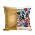 مخدة سحرية مع الحشوة لون ذهبي بتصميم جنون الانميات