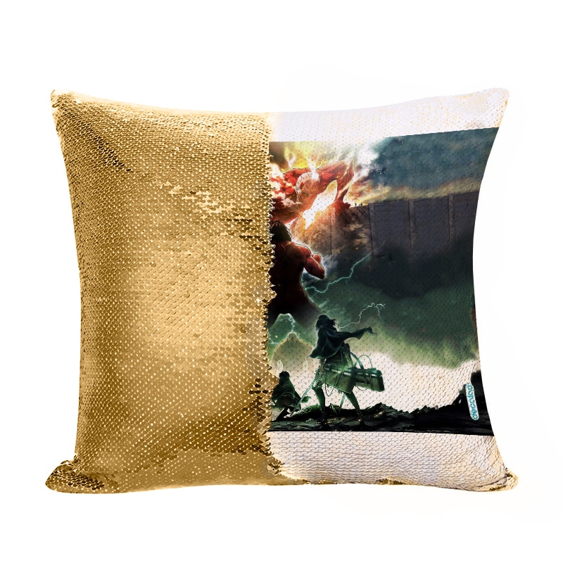 مخدة سحرية مع الحشوة لون ذهبي بتصميم حرب عملاقان هجوم العمالقة مخدة سحرية مع الحشوة لون ذهبي بتصميم حرب عملاقان هجوم العمالقة