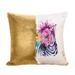 مخدة سحرية مع الحشوة لون ذهبي بتصميم حمار وحشي ملون