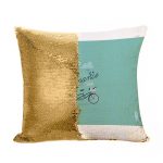 مخدة سحرية مع الحشوة لون ذهبي بتصميم دراجه هوائيه