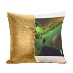 مخدة سحرية مع الحشوة لون ذهبي بتصميم رحله الى الفضاء