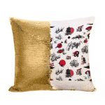 مخدة سحرية مع الحشوة لون ذهبي بتصميم رسومات يابانيه