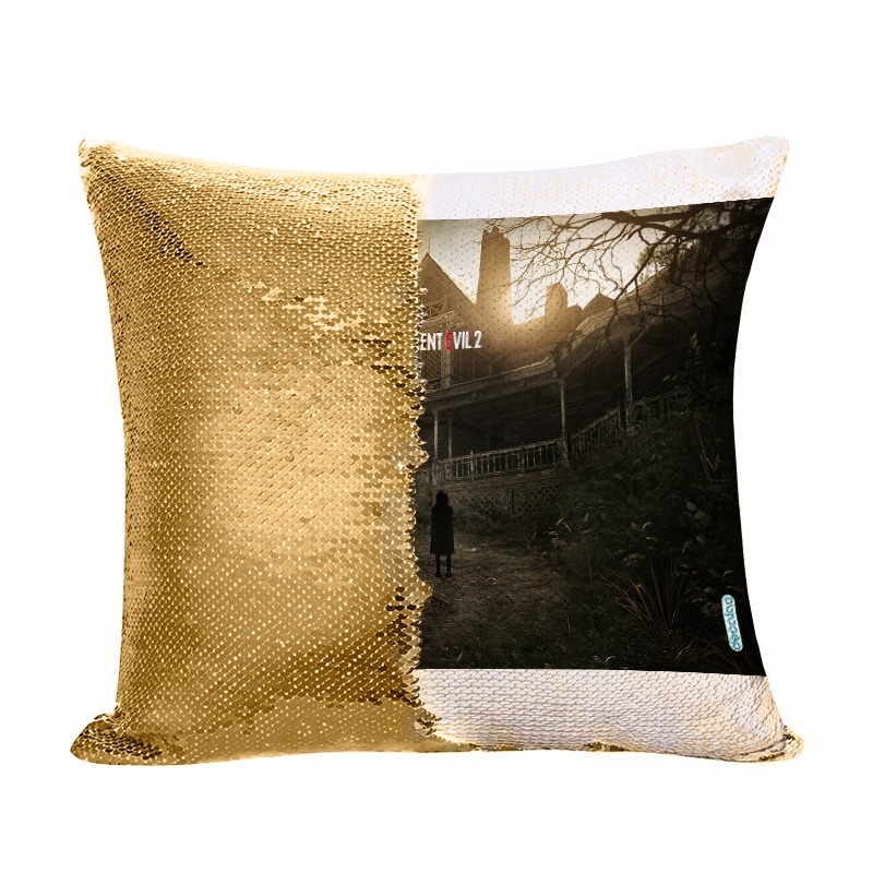 مخدة سحرية مع الحشوة لون ذهبي بتصميم ريزدنت إيفل 2 مخدة سحرية مع الحشوة لون ذهبي بتصميم ريزدنت إيفل 2