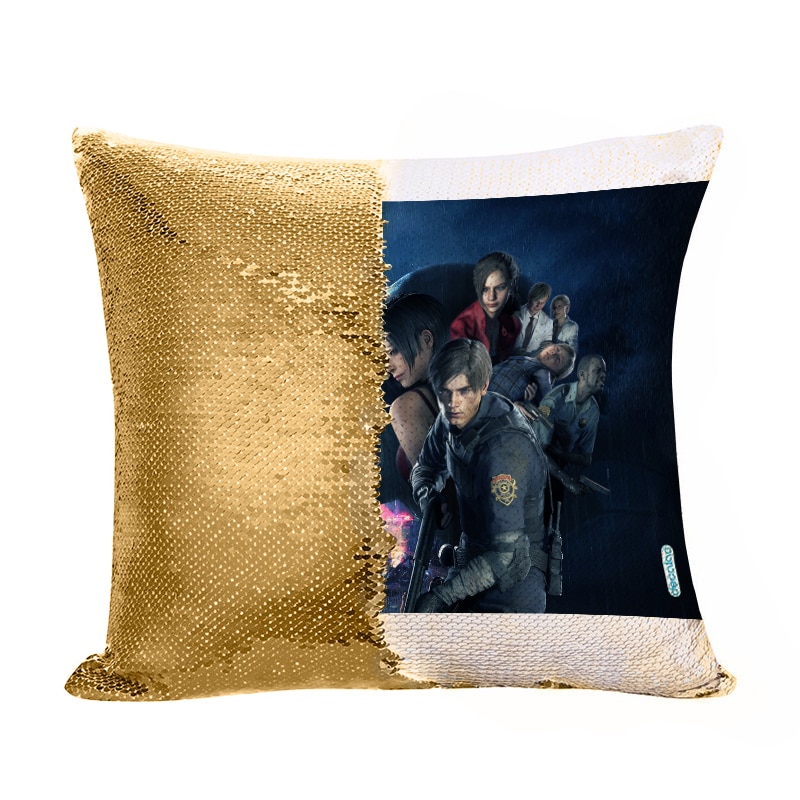 مخدة سحرية مع الحشوة لون ذهبي بتصميم ريزدنت ايفل 2 جميع الشخصيات مخدة سحرية مع الحشوة لون ذهبي بتصميم ريزدنت ايفل 2 جميع الشخصيات