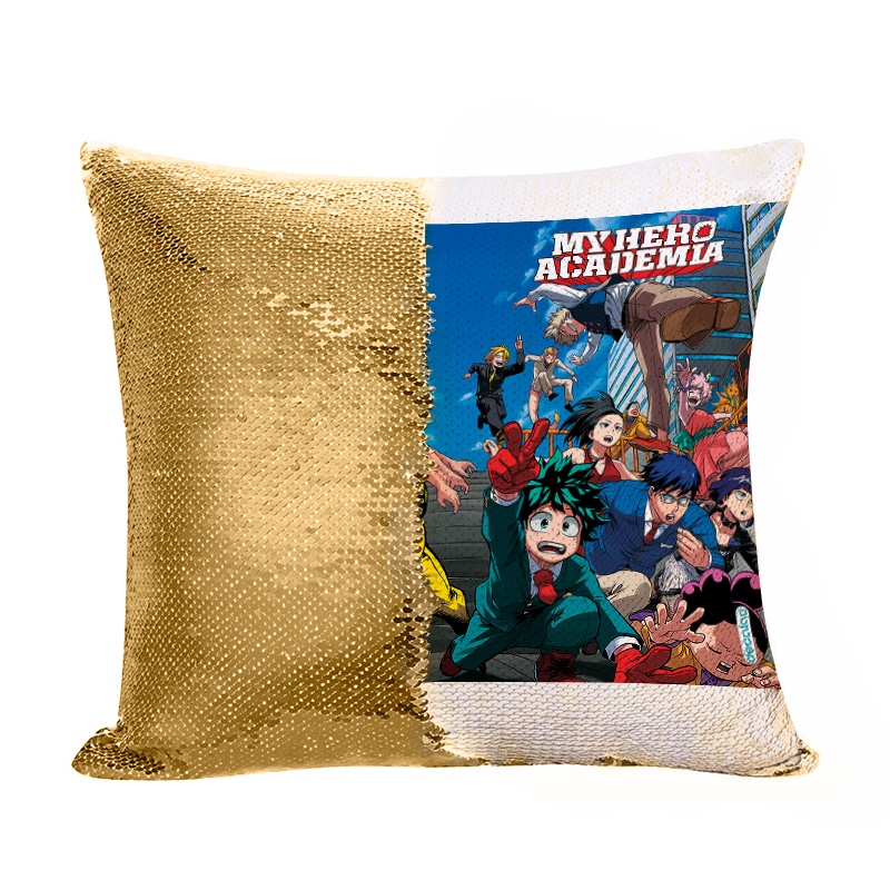 مخدة سحرية مع الحشوة لون ذهبي بتصميم سباق أكاديميتي للأبطال مخدة سحرية مع الحشوة لون ذهبي بتصميم سباق أكاديميتي للأبطال