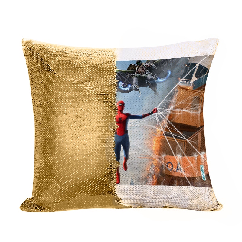 مخدة سحرية مع الحشوة لون ذهبي بتصميم سبايدر مان ايرون مان مخدة سحرية مع الحشوة لون ذهبي بتصميم سبايدر مان ايرون مان