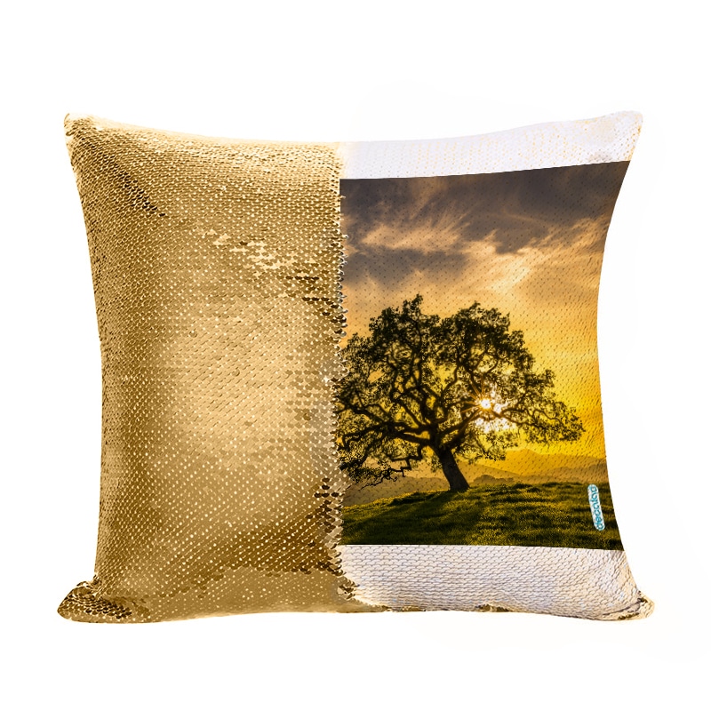 مخدة سحرية مع الحشوة لون ذهبي بتصميم شجره الغروب مخدة سحرية مع الحشوة لون ذهبي بتصميم شجره الغروب