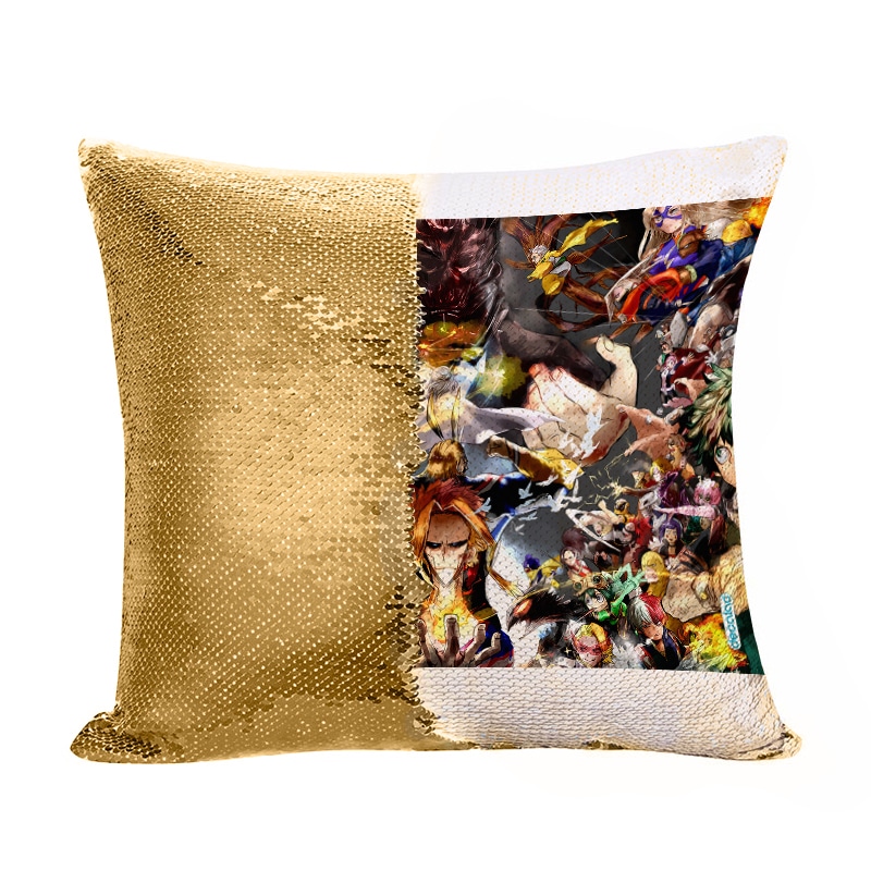 مخدة سحرية مع الحشوة لون ذهبي بتصميم شخصيات أكاديميتي للأبطال مخدة سحرية مع الحشوة لون ذهبي بتصميم شخصيات أكاديميتي للأبطال