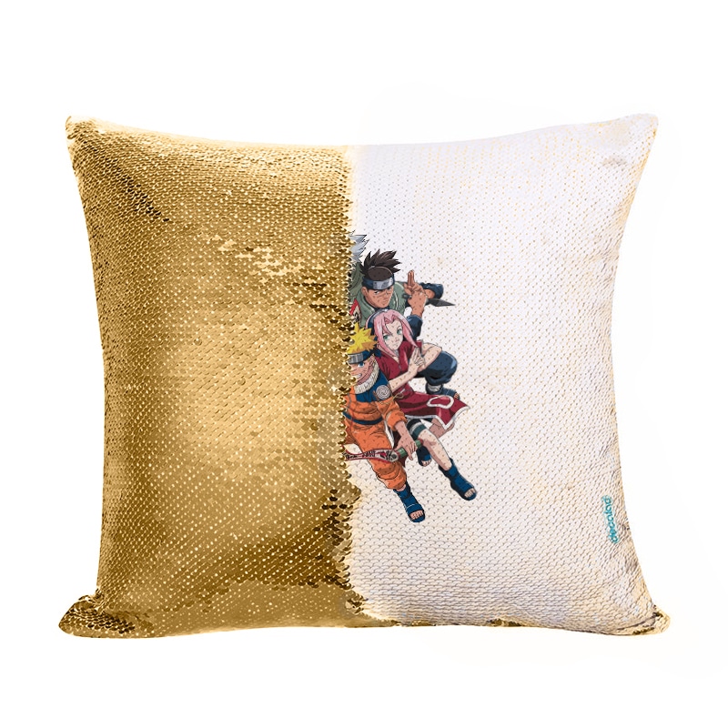 مخدة سحرية مع الحشوة لون ذهبي بتصميم شخصيات ناروتو وهم صغار مخدة سحرية مع الحشوة لون ذهبي بتصميم شخصيات ناروتو وهم صغار