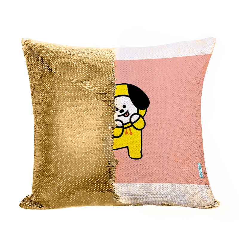 مخدة سحرية مع الحشوة لون ذهبي بتصميم شخصيه شيمي BT21 مخدة سحرية مع الحشوة لون ذهبي بتصميم شخصيه شيمي BT21