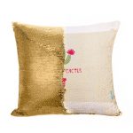 مخدة سحرية مع الحشوة لون ذهبي بتصميم صبار رسم