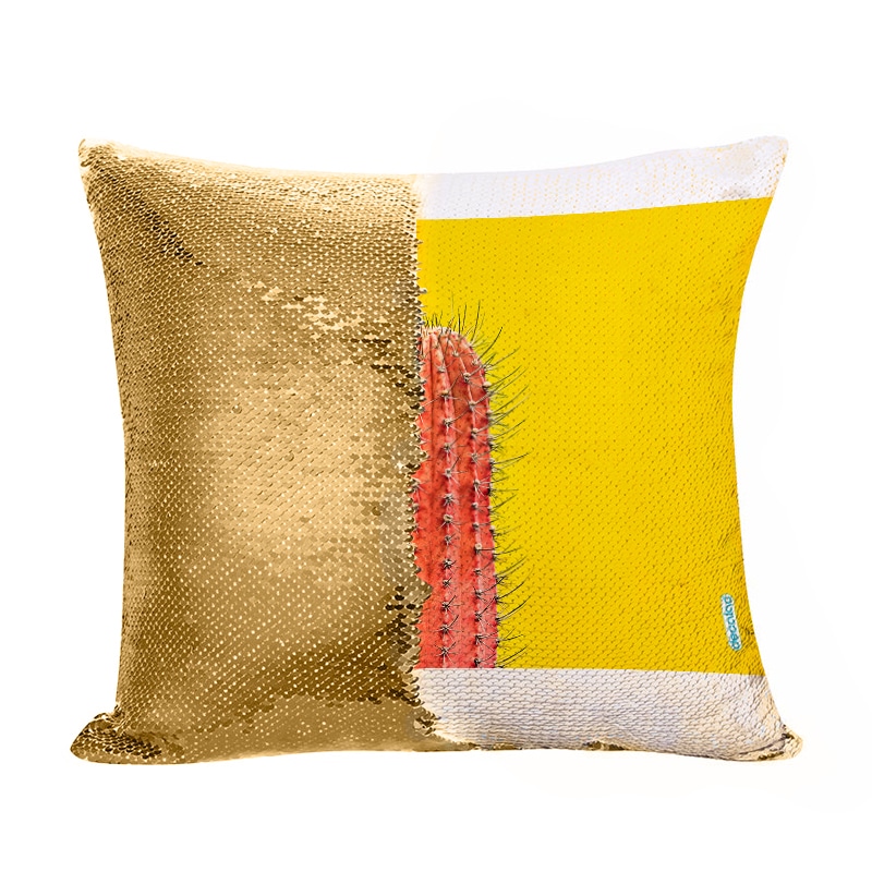مخدة سحرية مع الحشوة لون ذهبي بتصميم صبار مخدة سحرية مع الحشوة لون ذهبي بتصميم صبار
