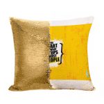 مخدة سحرية مع الحشوة لون ذهبي بتصميم عبارات انجليزية