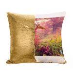 مخدة سحرية مع الحشوة لون ذهبي بتصميم غابه ورود