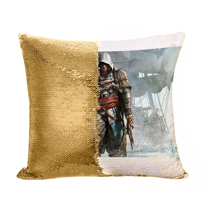 مخدة سحرية مع الحشوة لون ذهبي بتصميم قتال مع القراصنه أساسنز كريد مخدة سحرية مع الحشوة لون ذهبي بتصميم قتال مع القراصنه أساسنز كريد