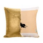 مخدة سحرية مع الحشوة لون ذهبي بتصميم قط اسود