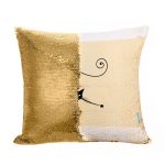 مخدة سحرية مع الحشوة لون ذهبي بتصميم قطه كرتونيه