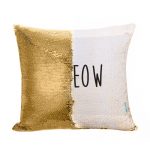 مخدة سحرية مع الحشوة لون ذهبي بتصميم قطه لطيفه